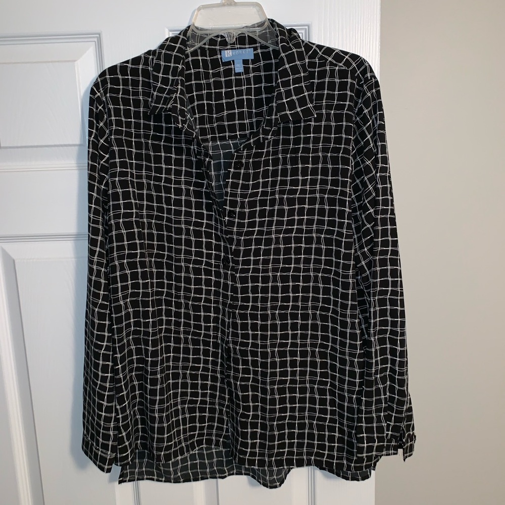 Koret button down blouse black/white pattern XLP